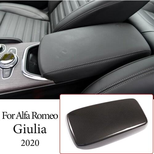 Car Styling Center Armrest Box Protection Cover Trim ABS Carbon fiber For Alfa Romeo Giulia 2020 Interior Accessories Sticker