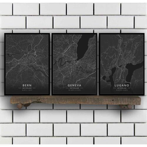Bern Geneva Lugano St Gallen Zurich Switzerland Poster