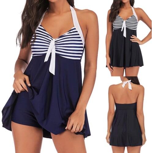 Bikinis 2021 Women Plus Size Striped Tankini Swimjupmsuit Swimsuit Suimwear Beachwear Padded Swimwear Biquini Купальник