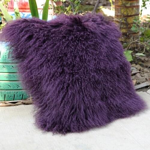 CX-D-04G FREE SHIPPING 2018 New Curly Mongolian Lamb Fur Pillow Cover Fur Cushion HOT SALE
