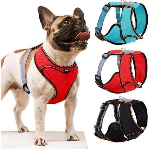 Breathable Nylon Dog Harness Reflective Pet Vest Harnesses Mesh Padded for Small Medium Large Dogs Chihuahua French Bulldog Pug