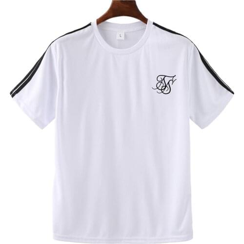 SikSilk new men solid color slim-fit T-shirt summer fashion breathable high-quality pure cotton mens short-sleeved pullover+1