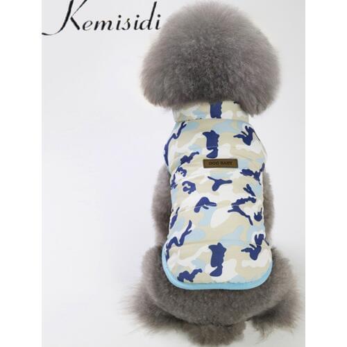 KEMISIDI Warm Dog Clothes For Small Dog Windproof Winter Pet Dog Coat Jacket Padded Camouflage Clothes Puppy Outfit Vest Yorkie