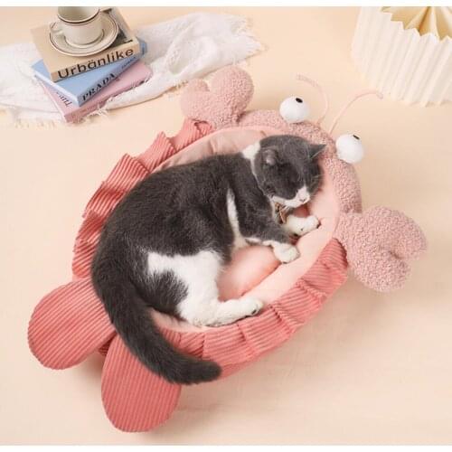 Open Cartoon Lobster Cat Nest Mat Accessories All Seasons Suitable Soft Dog Bed House