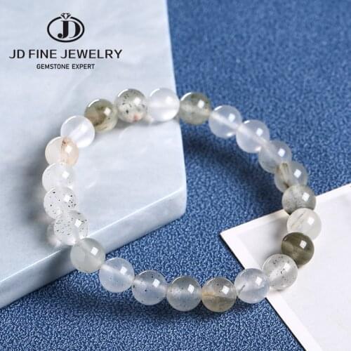 JD Green Grass Quartz Bracelet Natural Stone Round Loose Beads For Jewelry Making 4/6/8/10/12 MM DIY Bracelets Wholesale