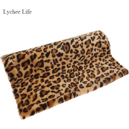 Lychee Life Leopard Printed Fur Plush Handmade Craft Fabric DIY Sewing Accessories Clothes Home Decoration 50x160cm