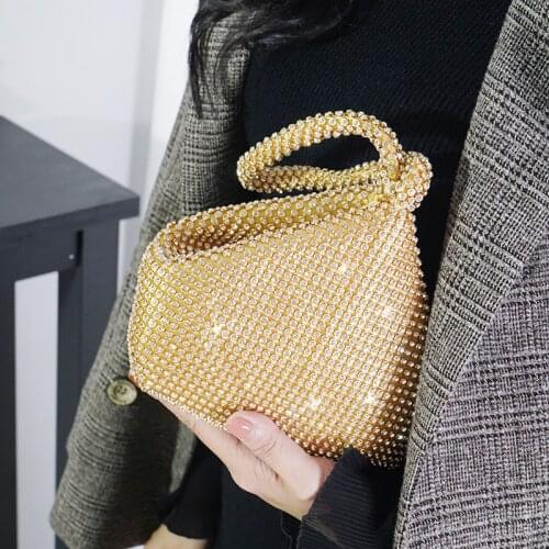 Mini Soft Women Evening Bags With Zipper Diamonds Party Day Clutch Silver Gold Black Color Hollow Out Wedding Handbags