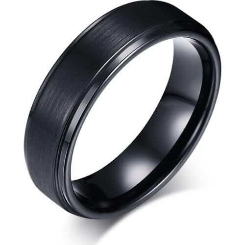 8MM Fashion Black Color Tungsten Steel Mens Ring Engagement Accessories