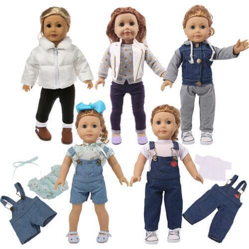 Doll Clothes Fashion Set=Clothes+Pants Fit 18 Inch American&43Cm Born Baby Our Generation Birthday Girls DIY Girls Toys Gift