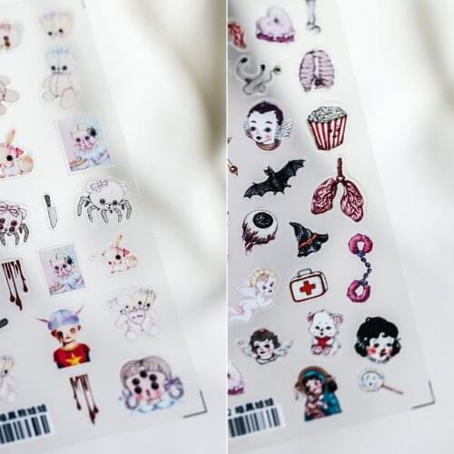 1Sheet Halloween Nails Art Manicure Back Glue Decal stickers skull pumpkin Decorations Nails Sticker For Nails Tips Beauty