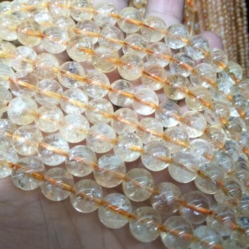 Natural citrineE stone quartz round ball size 4mm 6mm 8mm for women bracelets making accessories factory driectly selling with