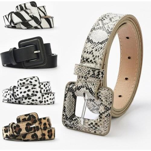 2021 New Leopard Snake Print Bag Buckle Decoration Retro Ladies Jeans Belt European And American Matching Dress Belt
