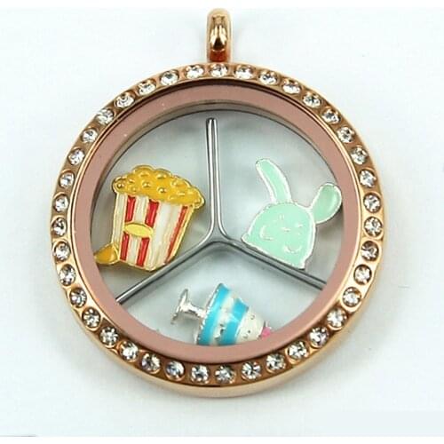 Wholesale 2017 New design Locket Divider into three parts Stainless Steel charm holder for floating locket charms 50pcs/lot