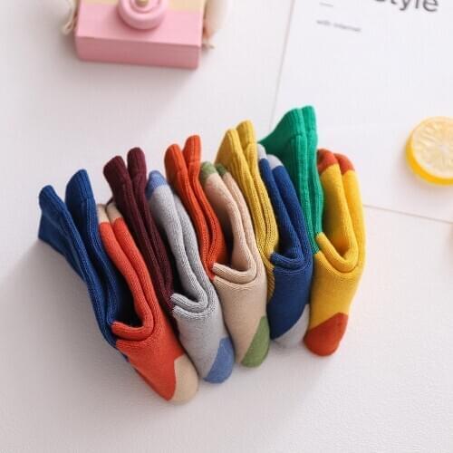 Brushed Autumn And Winter Childrens Socks Terry Thickened Warm Childrens Socks Combed Cotton Winter Color Matching Floor Socks