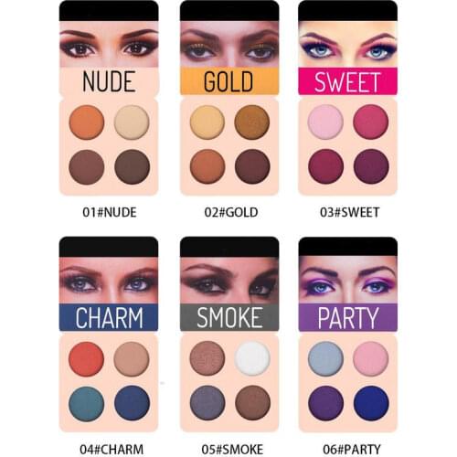 4 Color Wine Red Eyeshadow Palette MakeUp Pressed Shimmer Matte Eye Shadow Long-Lasting Eye Palette Hua For Beauty Cosmetic