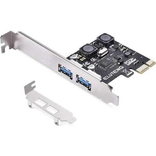 Pci-E to 2-Port USB3.0 Expansion Card 20-Pin Front Pci-E USB3.0 Hub Controller Adapter for Desktop Computers