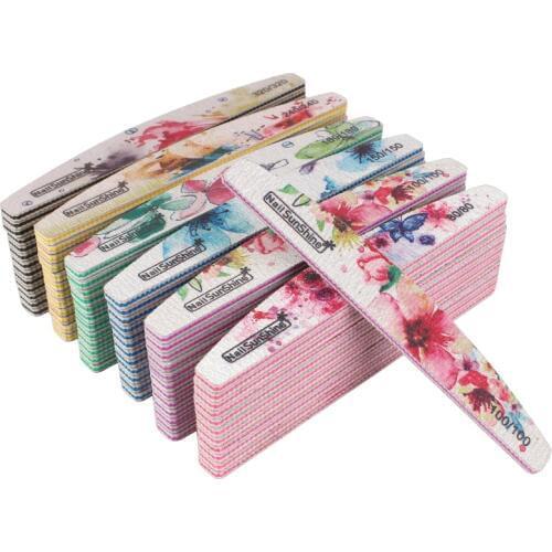 50pcs/lot Sandpaper Nail Files For Manicure Gel Polish Buffer Buffing Colorful Nail Files multi Grit lime a ongle professionel