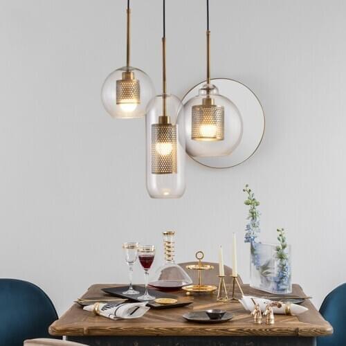 Industrial style restaurant pendant lights loft retro creative personality aisle bar dining room glass ball bedside lamp CL52505
