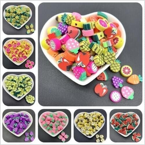 30pcs/Lot 10mm Clay Spacer Beads Fruit Shape Polymer Clay Beads For Jewelry Making DIY Handmade Crafts Accessories