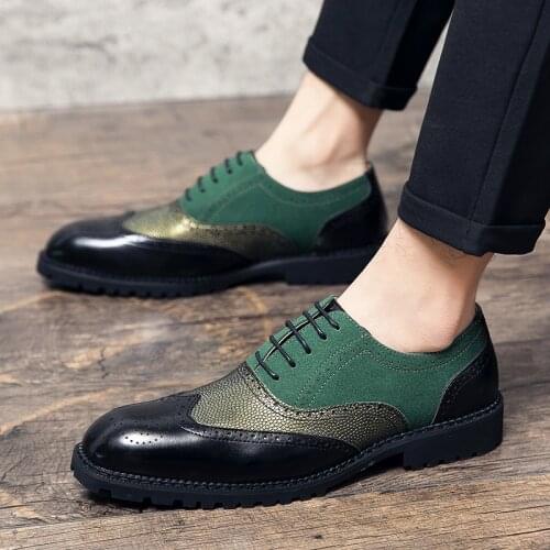 Retro Mens Dress Shoes Spring Autumn Faux Leather Brogue Plus Size 48 Mens Formal Shoes Classic Business Footwear wedding shoe