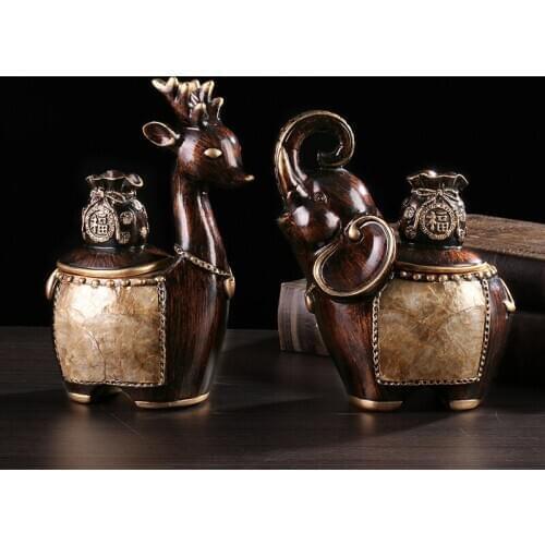 European Retro Art Resin Luxury Toothpick Tube Elephant Storage Box Household High-end Cotton Swab Storage Tank Home Decorations