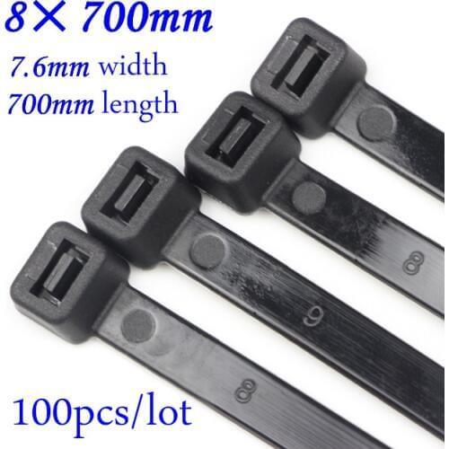 8x700mm Self locking Nylon Cable Ties Plastic Zip Tie Black/White wire binding wrap straps Nylon 66 8*700mm 100pcs/lot