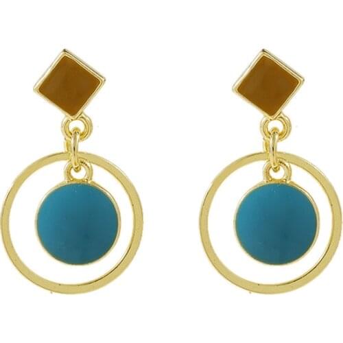 New Earrings Fashion Jewelry Retro Contrast Color Green Yellow Short Earring Jewelry Wholesale Kolczyki Earrings For Women