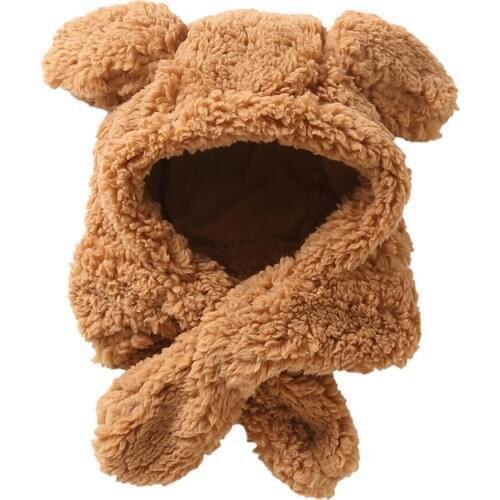 Connectyle Toddler Infant Baby Boys Girls Winter Sherpa Beanie Hat Cotton Lined Thick Cute Earflap Skull Cap With Scarf Ski Hat