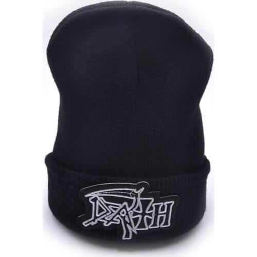 Death logo Wool Beanies 6 colors Knit Men Winter Hats For Men Women Beanie Warm hat Crochet hat cotton hat
