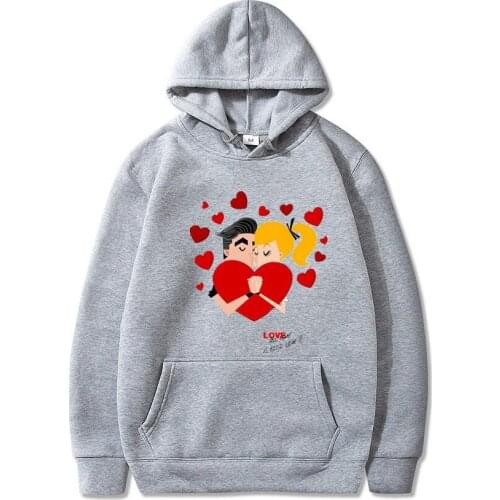 Autumn/Winter Lovers Street Wear Hoodies Sweatshirts Fashion Casual Hooded Long Sleeve Pullover Top Cartoon Figure Print Hoodie