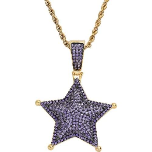 Hip Hop Jewelry New Fashion Rapper Claw Setting AAA+ CZ Stone Bling Iced Out Star Pendants Necklaces Gifts for Men and Women