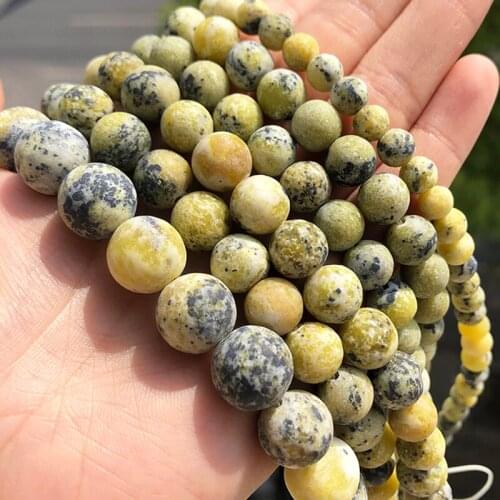Natural Stone Matte Yellow Turquoises Beads Frosted Round Loose Spacer Beads For Jewelry Making DIY Bracelet 15" 4/6/8/10/12mm