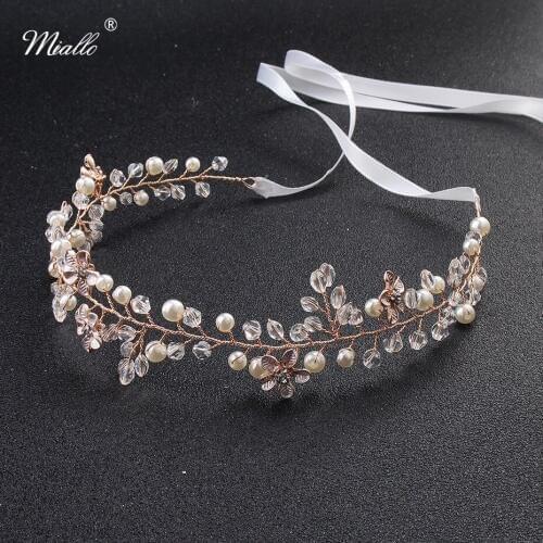 Miallo Newest Rose Gold Five Flowers Head Vine Fashion Headbands Wedding Hair Accessories Bridal Women Jewelry Headpieces
