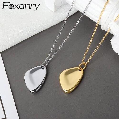 Foxanry Minimalist 925 Sterling Silver Necklace Luxury Jewelry for Women Couples Trendy Elegant Wedding Bride Jewelry Gifts