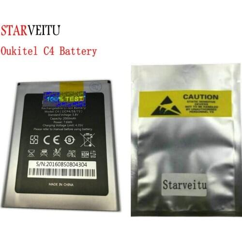 100% Original New Oukitel C4 Battery 2000mAh Backup Battery Replacement for Oukitel C4 Mobile Phone