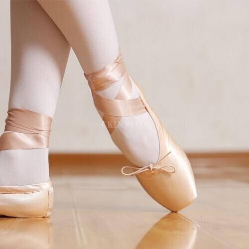 100Pair Size 28-43 Child And Adult Ballet Pointe Dance Shoes Ladies Professional Ballet Dance Shoes With Ribbons Shoes Woman