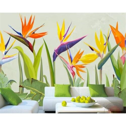 Custom wallpaper 3d living room Hand drawn Rainforest tropical plant Palm leaves wall background 3d wallpaper murals beibehang