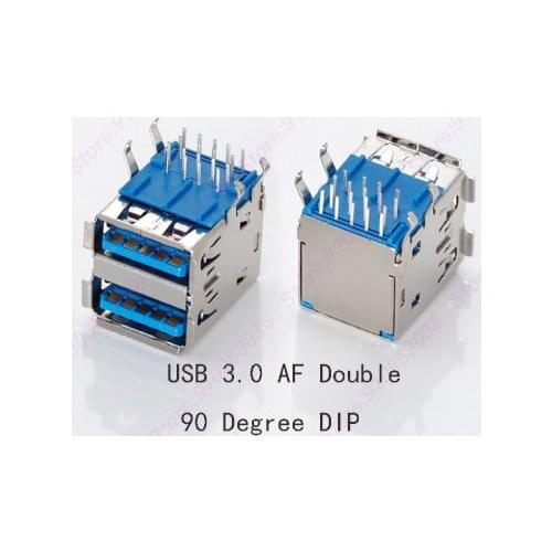 5PCS Hi speed USB Dual 3.0 Socket 90 Degree USB 3.0 Jack Female Charging Connector Female AF type For Laptop Notebook Computer