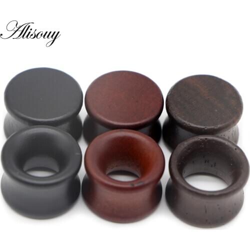 Alisouy 2PCS Blank Hollow Flat Ear Wood Piercing Plugs Tunnels Ear Gagues Expanders Body Jewelry Earrings Gift 8mm-30mm