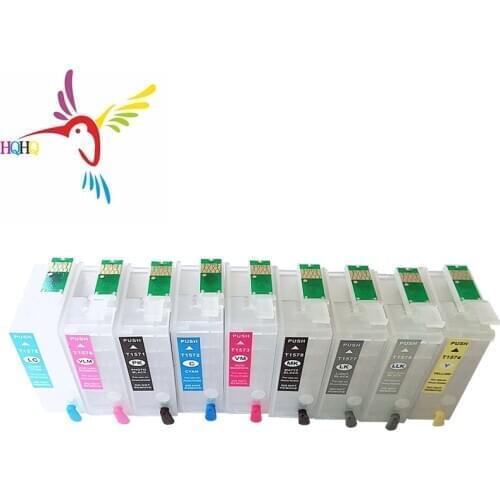 9pcs/Set T1571-T1579 Black Refill Ink Cartridge for Epson R3000 Printer Refillable Ink Cartridge with Permanent Chip t1571