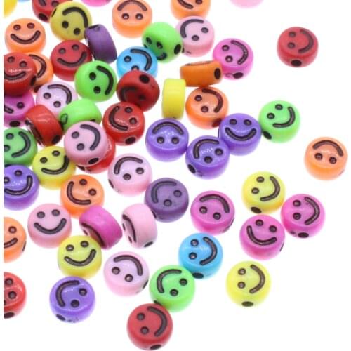 CHONGAI 4X7mm 100Pcs Small Smile Acrylic Round Spacer beads For Jewelry Making