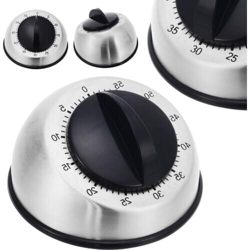 60Minis Kitchen Cooking Timer Stainless Steel Cooking Chronograph Reminder Tools Long Ring Bell Alarm Antislip Base