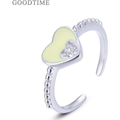 Fashion 925 Silver Rings For Women Girl Heart Design Jewelry 925 Sterling Silver Zircon Rings Bridal Wedding Gift Engrave
