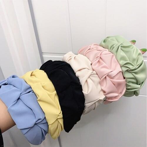 New Korean Version of Gentle and Sweet Folds Wide-brimmed Headband Folding Design Head Candy Color Simple and Playful Headband