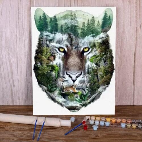 Wolf Waterfall Scenery Coloring By Numbers Painting Complete Kit Oil Paints 50*70 Canvas Painting Decorative Paintings Art