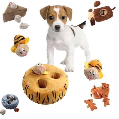 2021NEW Dog Plush Toy Burrow Seek Hide Toy Cute Plush Toy Sound Squeak Pet Animal Toy Parent-child Interaction Educational Toy