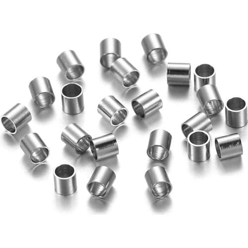 150Pcs/lot Stainless steel Round Tube Crimp End Beads For Rope Stopper Spacer Beads DIY Jewelry Making Findings Supplies