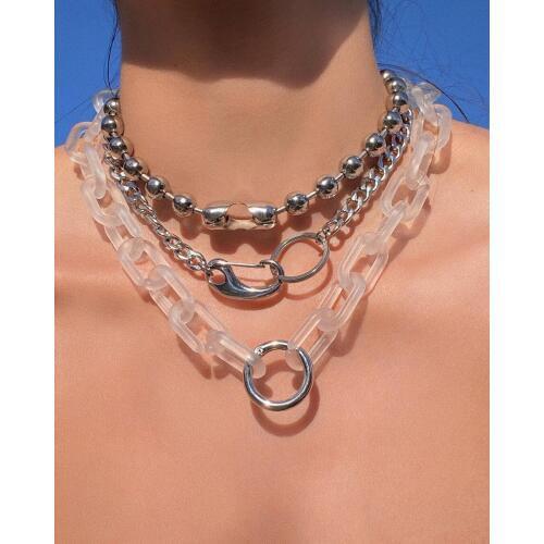 European and American Necklace Ornament Hot New Punk Retro Thick Chain Necklace Womens All-match Sweater Chain Bush Chain