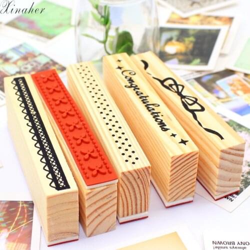 XINAHER cartoon elongated pattern decoration stamp wooden rubber stamps for scrapbooking DIY craft stationery standard stamp