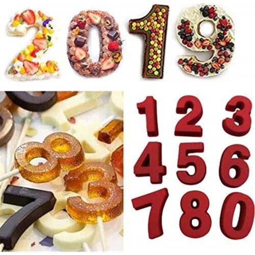 0-9 Number Shape Silicone 3D Mold Cookware Dining Bar Non-Stick Cake Decorating Fondant Soap Mold Decorating Stencil pan